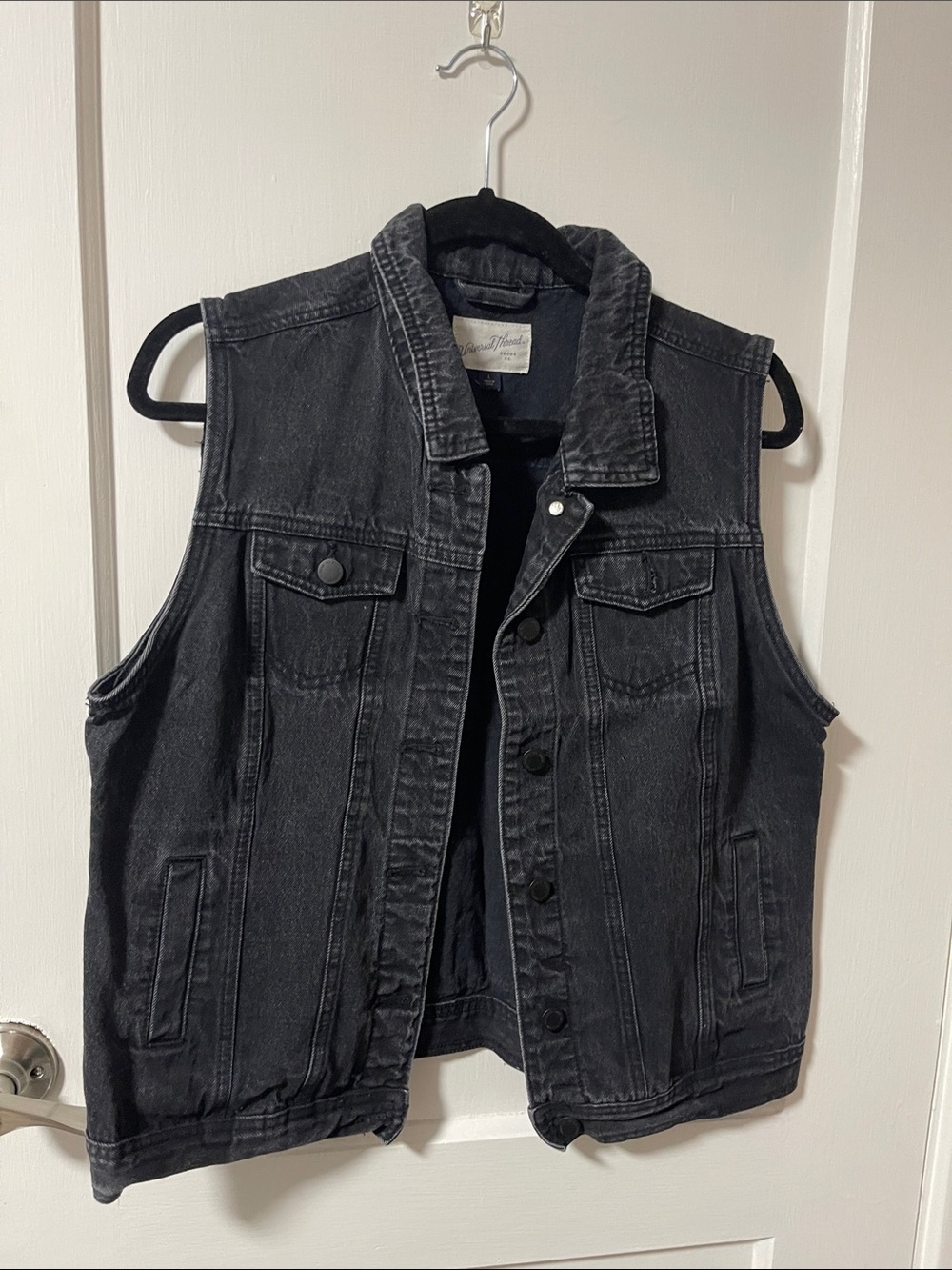 Black Denim Vest - Unbranded Casual Layering Piece